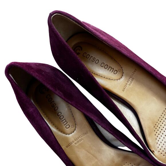 Corso Como PURPLE pumps 7M covered block heels pointy toes designer career - Picture 7 of 10
